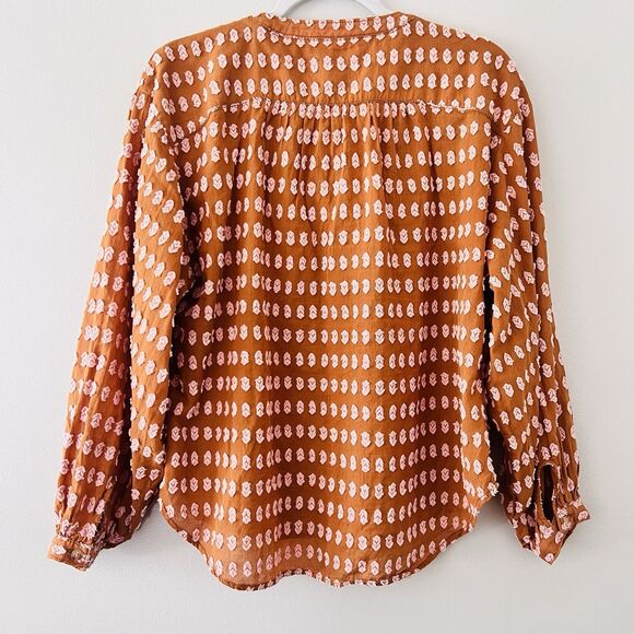 Pilcro & the Letterpress by Anthropologie Tavi Textured Brown Peasant Blouse XS - Picture 8 of 12